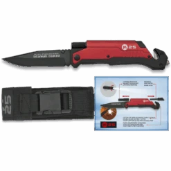 Couteau Pliable Rouge K25 Avec Lampe Intégrée Lame 9 Cm