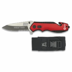 Couteau Pliable Rouge Et Noir Lame 8.4 Cm